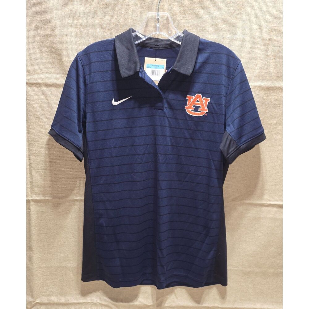 NWT Nike Women's Auburn Dri-FIT Sideline Victory Stripe Polo Navy Blue Size M